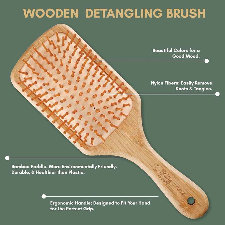 Beaute Secrets Bamboo Hair Brush with Bamboo Bristles