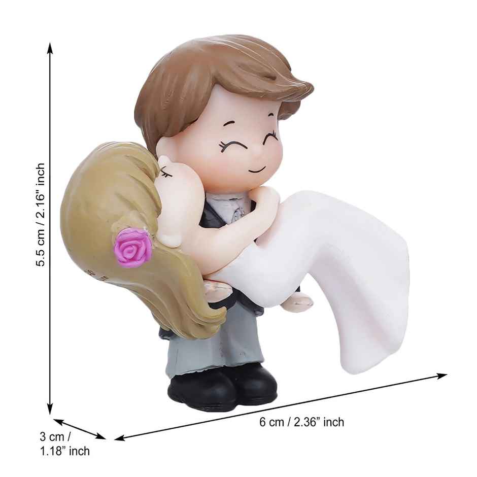 Casacraft by Pepperfry Bride Kissing Groom Romantic Black & White Polyresin Decorative Figurine