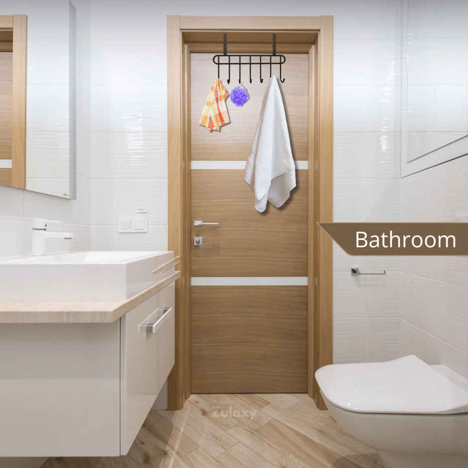 Zulaxy Over-the-Door Cloth Hanging Organizer with 7 Hooks for all Doors | Black