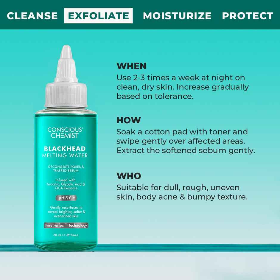 Conscious Chemist Blackhead Melting Water with Succinic & Glycolic Acid for Clear, Smooth Skin
