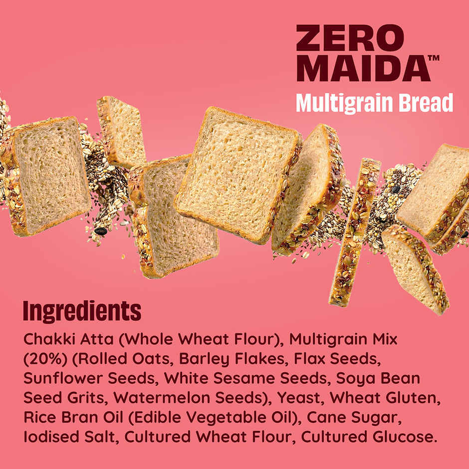The Health Factory Multigrain Bread | Zero Maida | 7 Grains & Seeds | Whole Wheat Bread