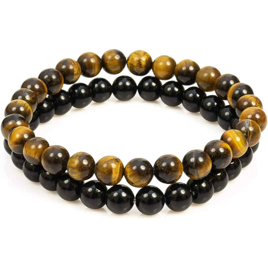 Tiger Eye And Black Men'S Bracelet Combo