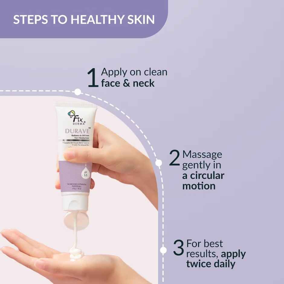 Fixderma Durave Radiance, Brightening & Oil Free Face Moisturizer With Probiotics, Aloe Vera(50gms) & Fixderma Durave Acne Control & Oil Free Moisturizer For Face With Glycolic Acid(50gms) Combo