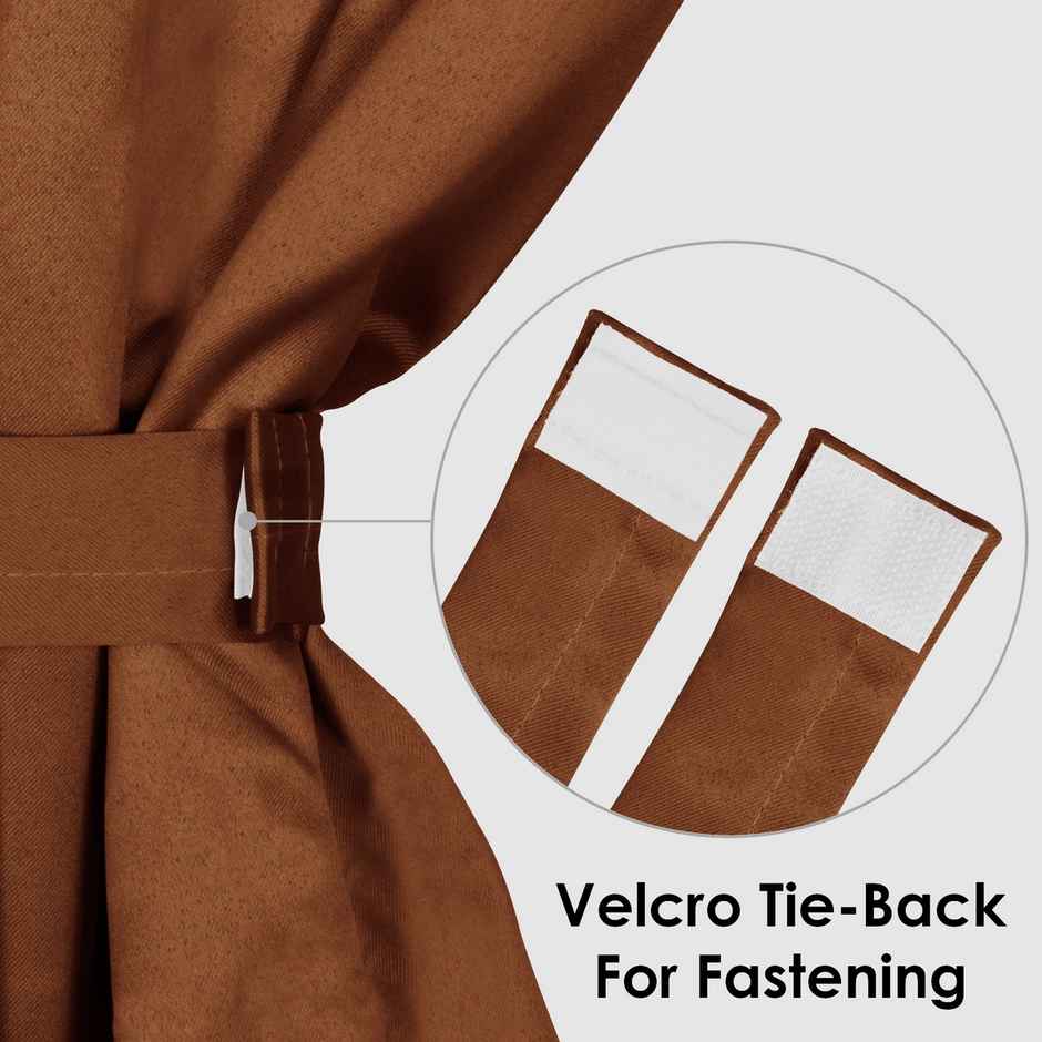 Story@Home 300 GSM 9 feet Faux Silk Blackout 1 U Long Door Curtain | Brown