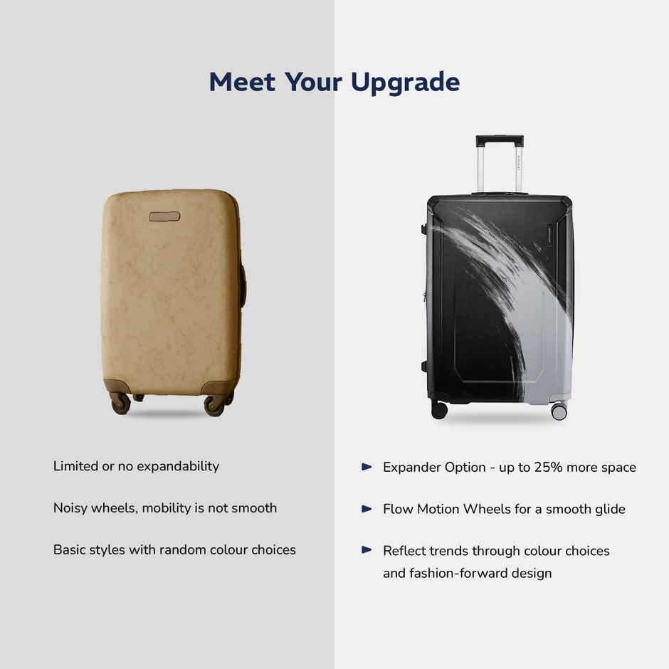 Provogue Wave Hard-Sided PC Cabin Luggage Trolley Bag | Midnight Black - 55 cm