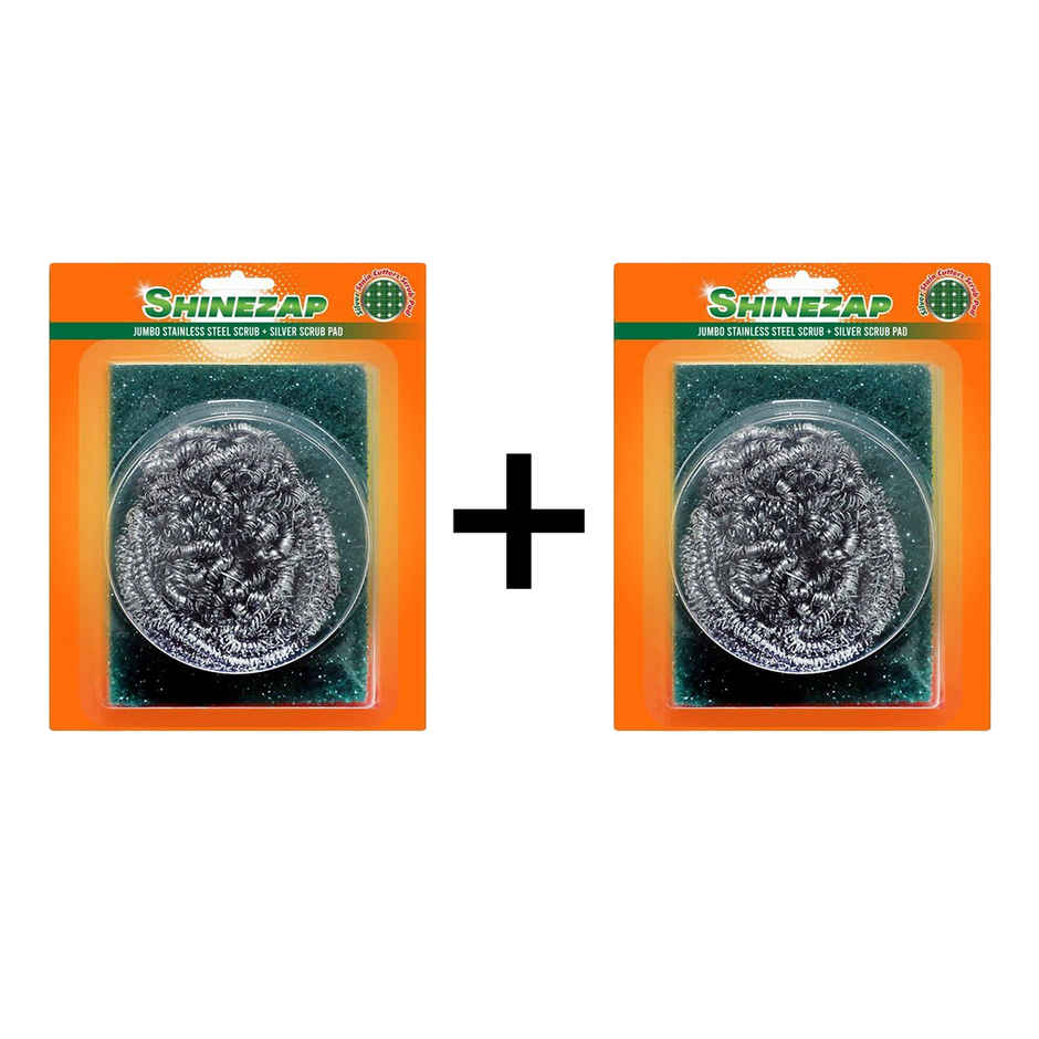 Shinezap Jumbo Steel Scrub & Silver Scrub Pad Combo Combo