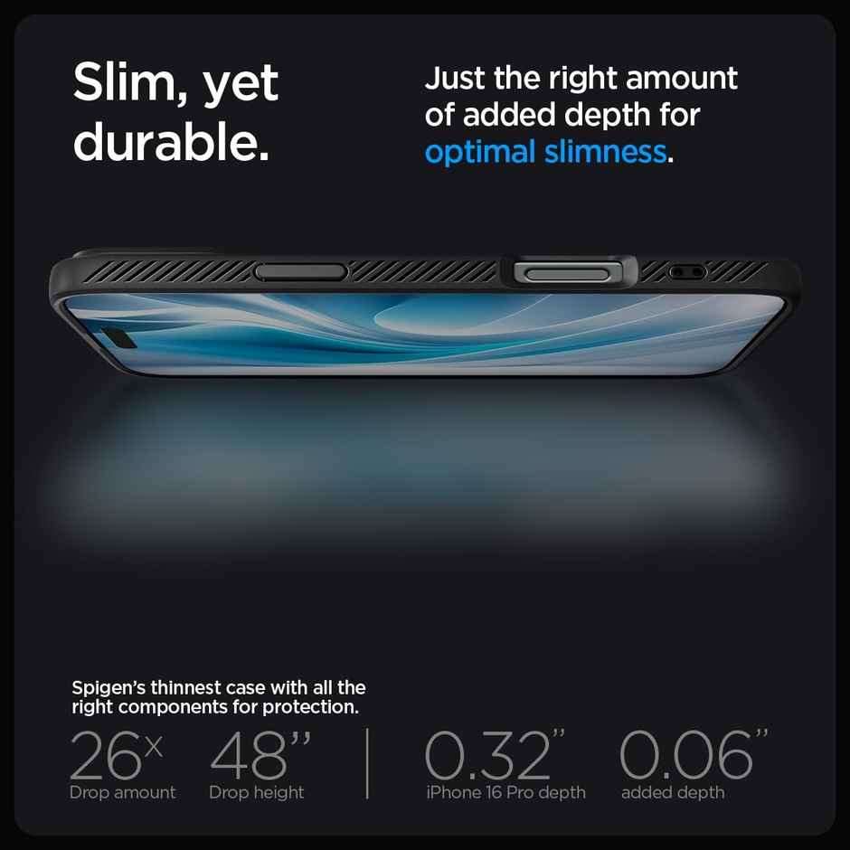 Spigen Liquid Air Back Cover Case Compatible with iPhone 16 Pro (TPU | Matte Black)