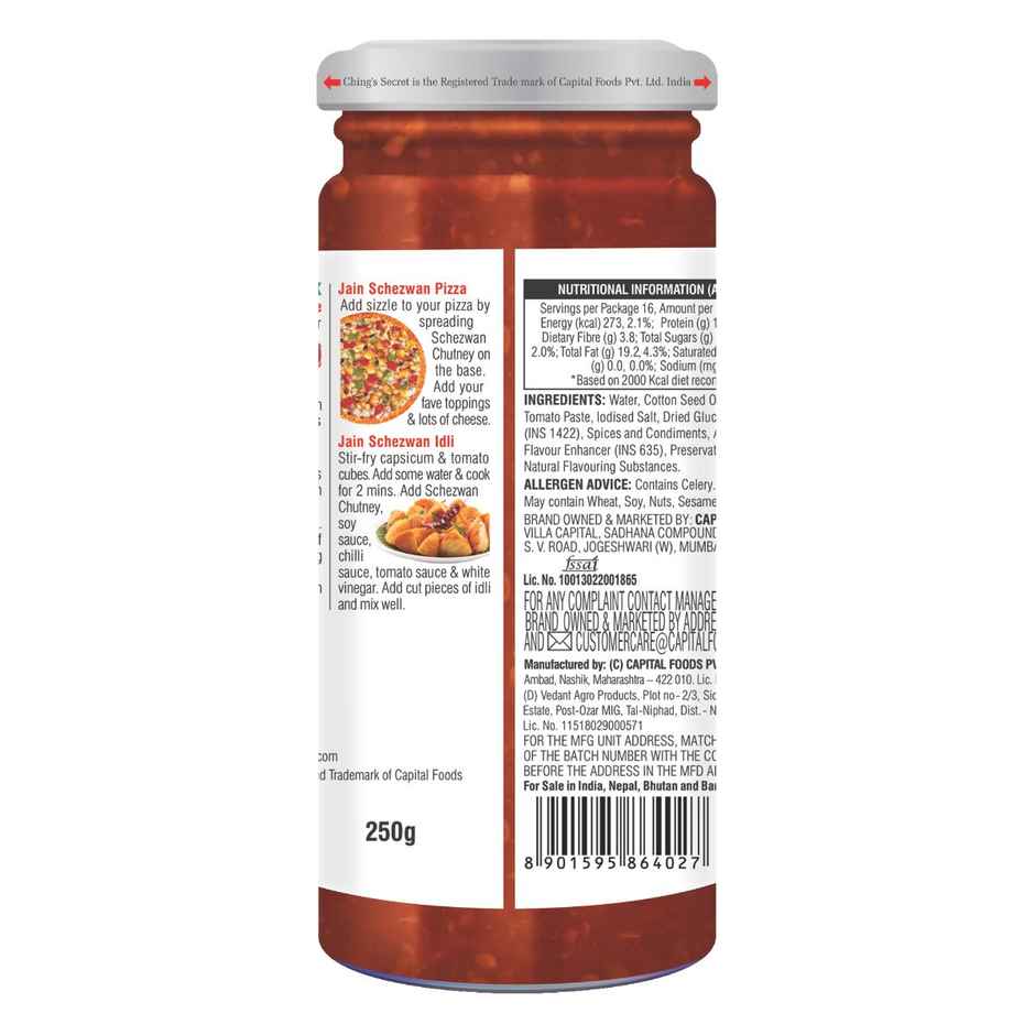 Ching's Secret Jain Schezwan Chutney, No Onion, No Garlic, Ideal for Jain Recipes