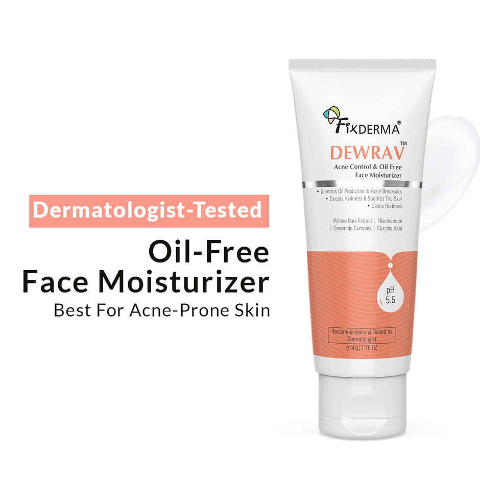 Fixderma Dewrav Acne Control & Oil Free Face Moisturizer with Glycolic Acid & Ceramide