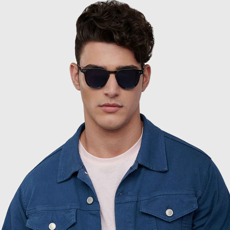 Vincent Chase By Lenskart Unisex Solid Plastic Round Sunglasses | Blue and Black - S