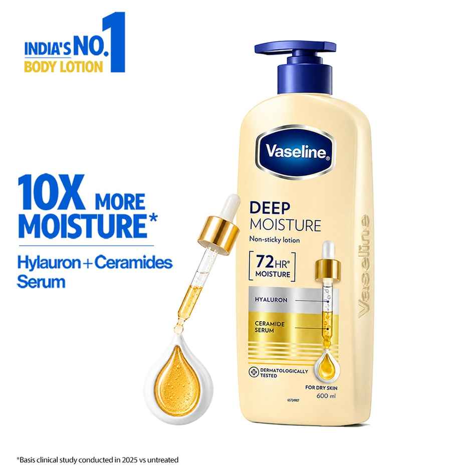 Vaseline Deep Moisture Body Lotion With Ceramide Hyaluron | 10X More Moisture| For Dry Skin