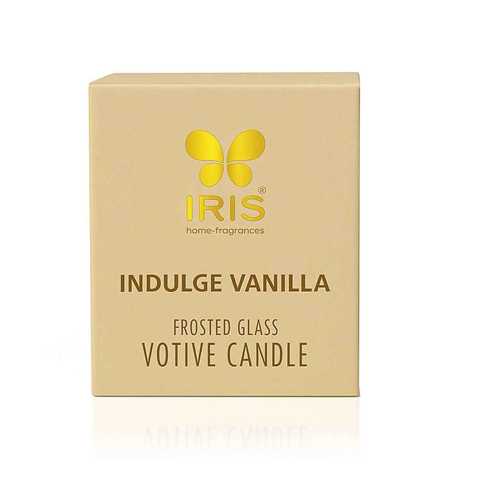 IRIS Indulge Vanilla Frosted Shot Glass Votive Scented Candle 8 Hours Burn Time | Home Decor