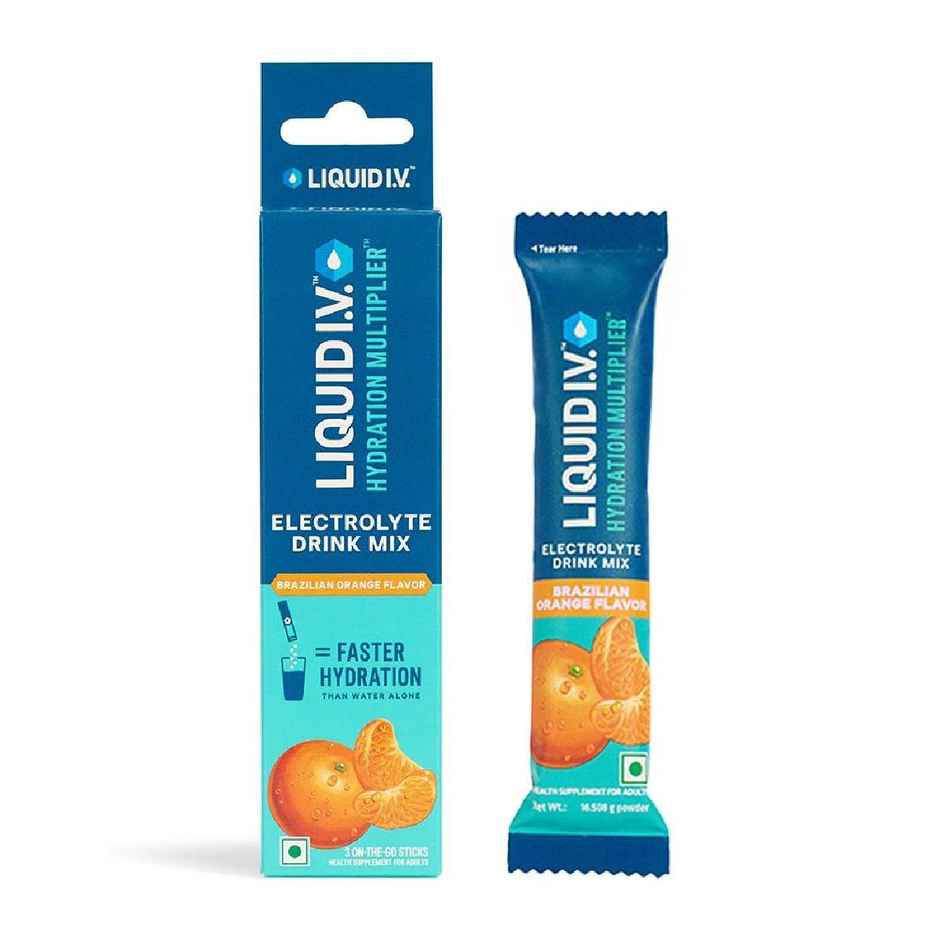 Liquid I.V. Hydration Multiplier - Brazilian Orange|3 Sticks - 1.5 Ltrs|Hydration Drink Mix