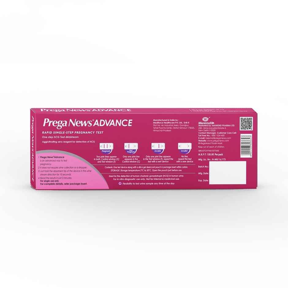Prega News Advance Rapid Single Step Pregnancy Test Combo
