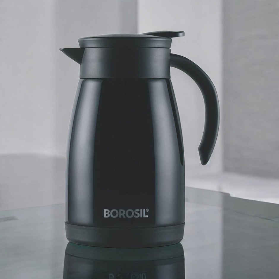 Borosil Stainless Steel Teapot | 750 ml | Black | Double Wall Vacuum Insulated