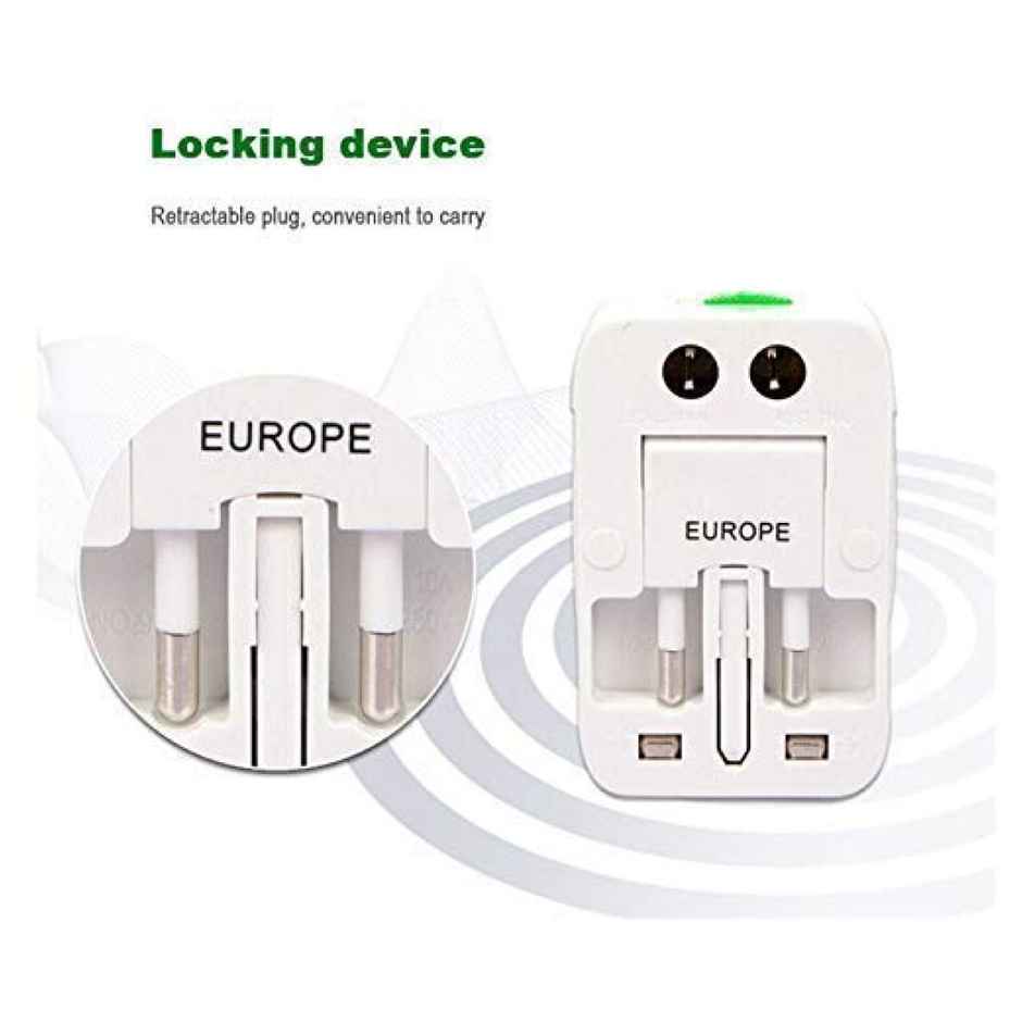 Universal All-In-One Worldwide International USB Travel Adapter - 2 USB Support - White