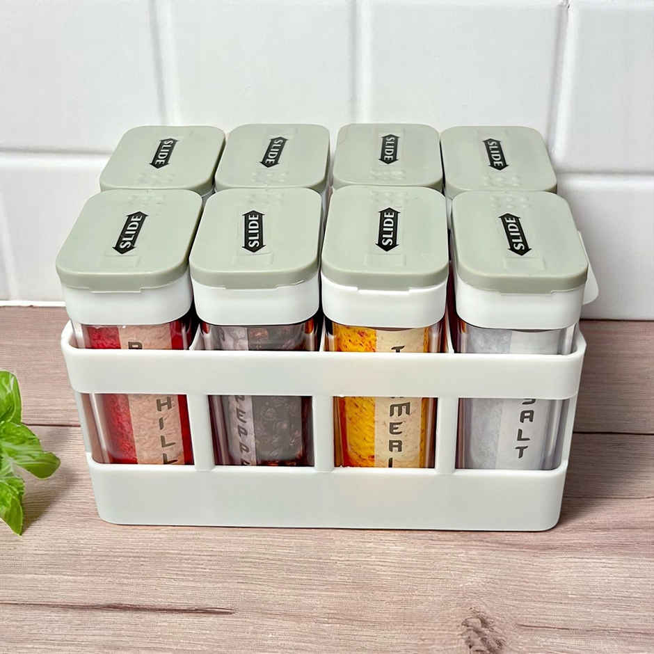 Spice and Masala Holder | 8 Pcs set with Tray Grey Colour