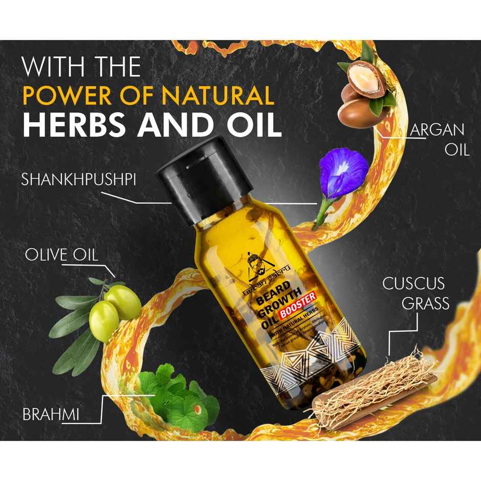 Urbangabru Beard Booster Growth Oil | Enriched With Natural Herb & Jadibuti | Fills Patchy Beard