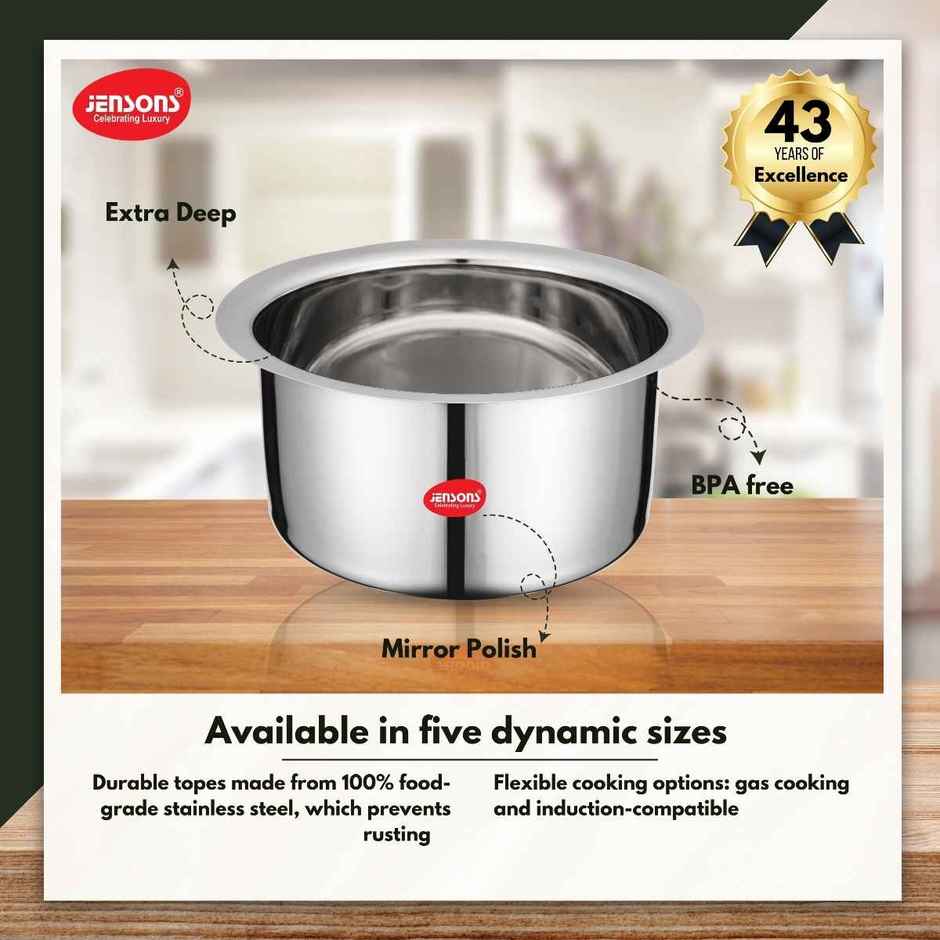 Jensons Stainless Steel Flat Bottom Tope 12 In Induction Compatible