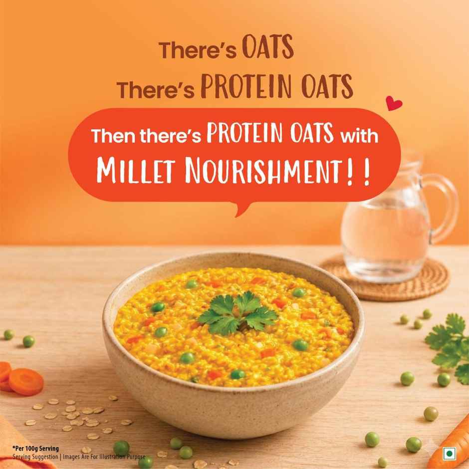 Tata Soulfull No Cook Millet Hi Protein Masala Oats with Real Vegetables, 25g Plant Protein