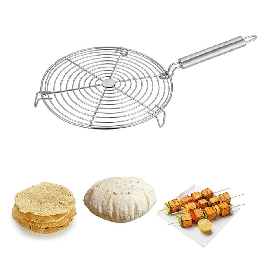 Petals Stainless Steel Barbeque/Pizza/Roti/Grill/Papad Roaster Jali