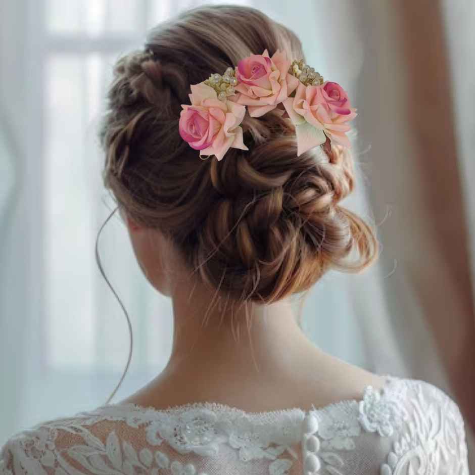 The Opal Factory Hair Accessories | 3 Rose Hair Veni | 1 Pc | Pink