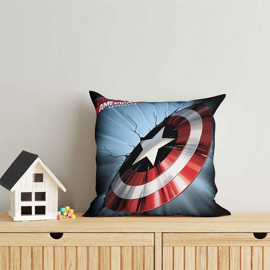 Sassoon Marvel Captain America Reversible Printed Cushion Cover | Blue