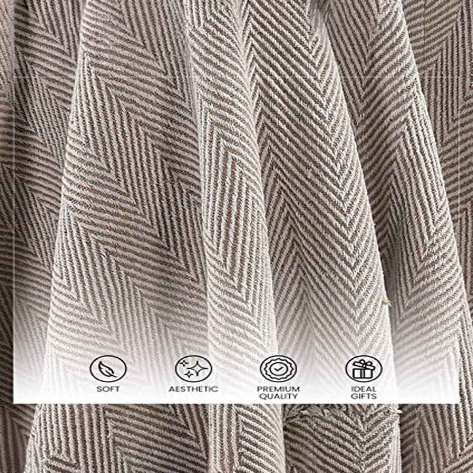 Sashaa World Spring-Hued Chevron Throw- Grey