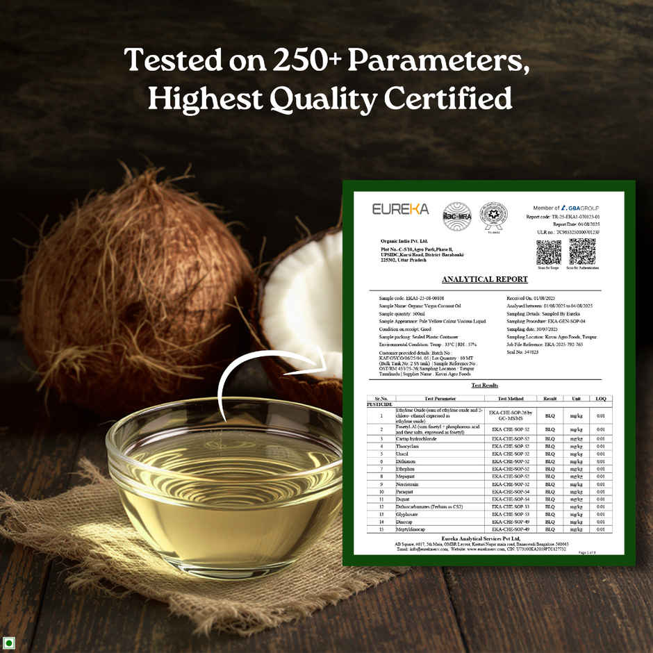 A Tata Product - Organic India Virgin Coconut Cold Pressed Oil | Labs Tested On 250+ Parameters | Combo