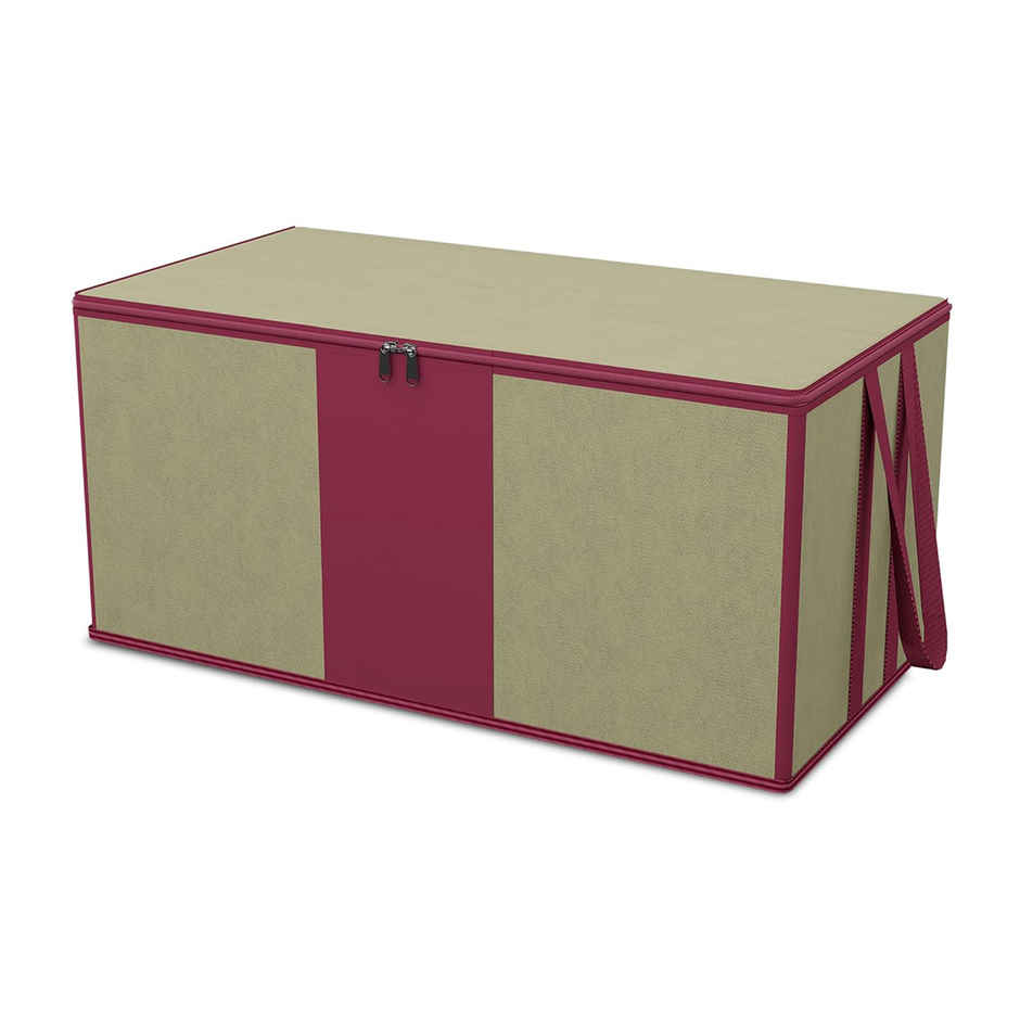 Kuber Industries Underbed Storage Bag | Waterproof Blanket & Clothing Organizer | Maroon -Beige