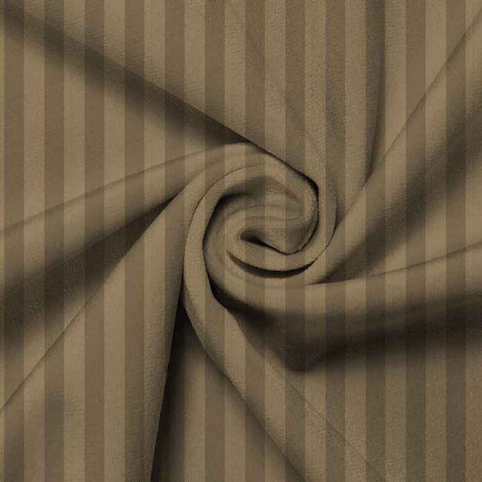 BAY6 Double Microfibre Solid Stripe Bedsheet | With 2 Pillow Covers | Beige | 87 x 94 in