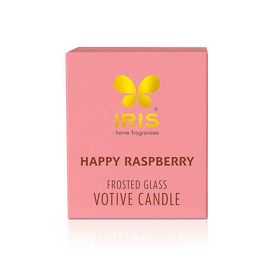 Happy Raspberry Frosted Shot Glass Votive Scented Candle | 8 Hours Burn Time | Home Decor | IRIS