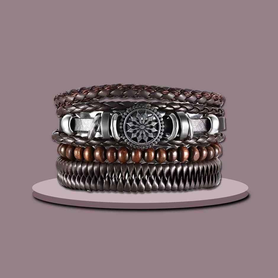 Fashion Frill Men's Multi Strand Bracelet Black Adjustable