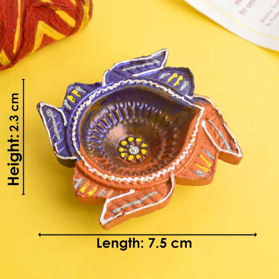 Designer Multicolor Clay Diya | Pack of 4 | Satvik