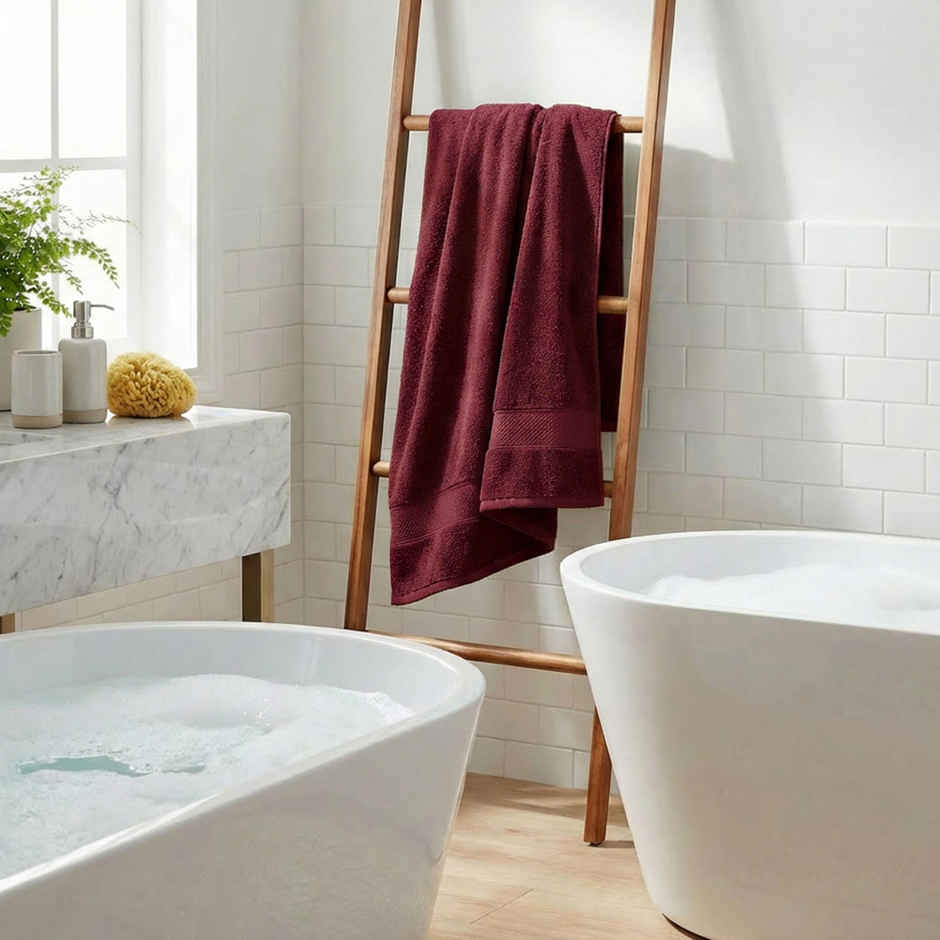 myTrident Urban Comfort Cotton Bath Towel | Wine Red