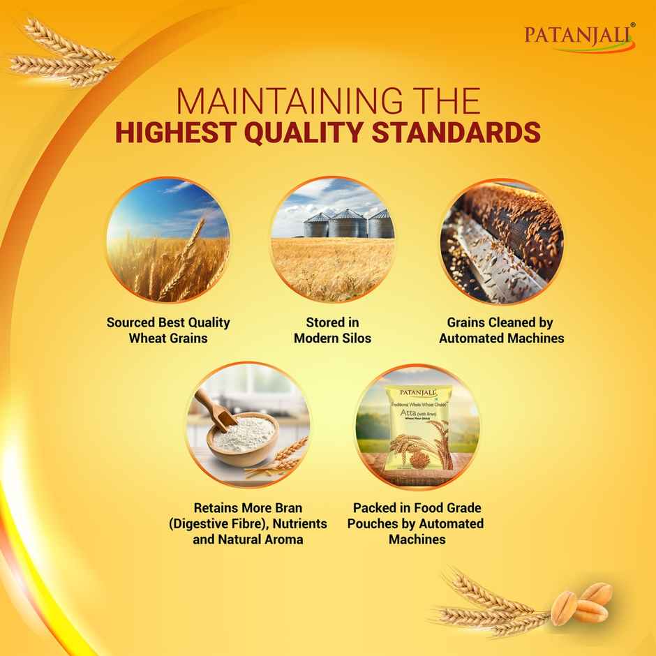 Patanjali Wheat Flour Atta With Bran | Traditional Chakki Gehu Atta | For Soft and Fluffy Roti