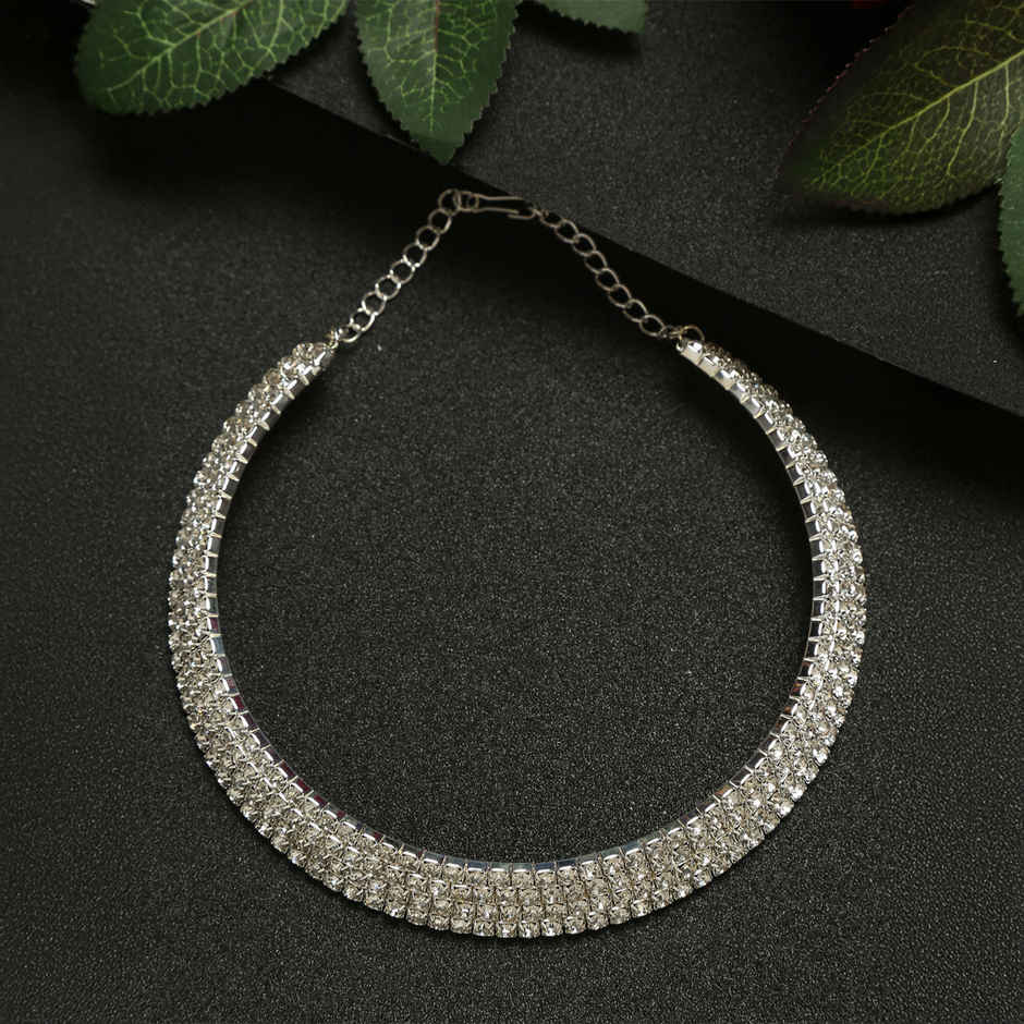 YouBella Stylish Latest Traditional Jewellery Silver Plated Choker Necklace for Women