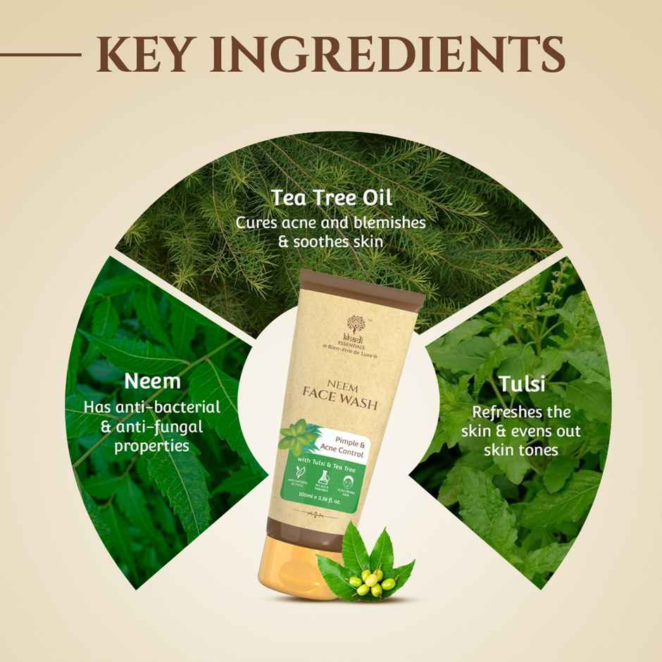 Khadi Essentials Neem Face Wash Clears Acne & Pigmentation | Balances Sebum