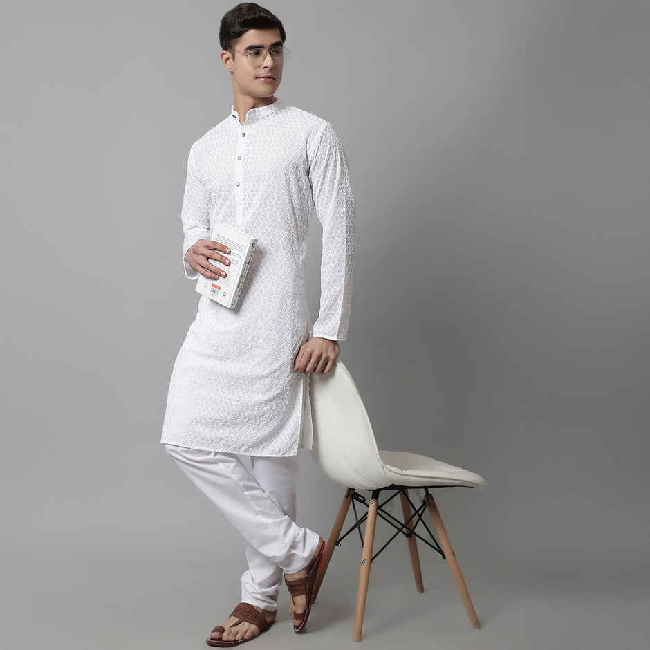 Jompers Men's Kurta | Ko 561 | White - M