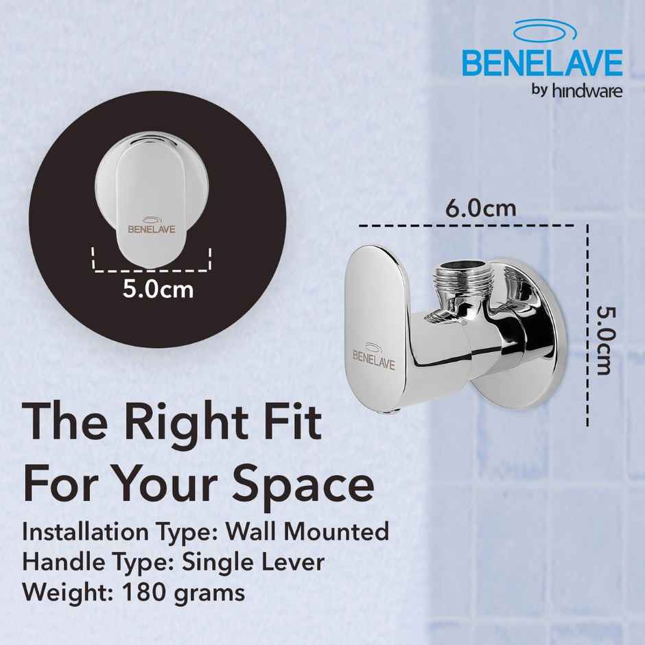 Benelave By Hindware Volga Brass Angle Valve | Brass With Chrome Finish