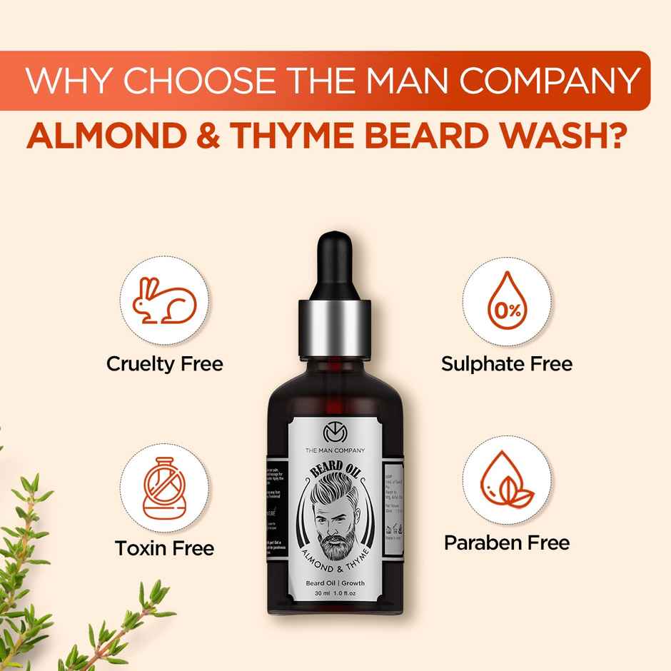The Man Company Beard Oil for Growing Beard Faster with Almond & Thyme I Best Beard Growth Oil for Men