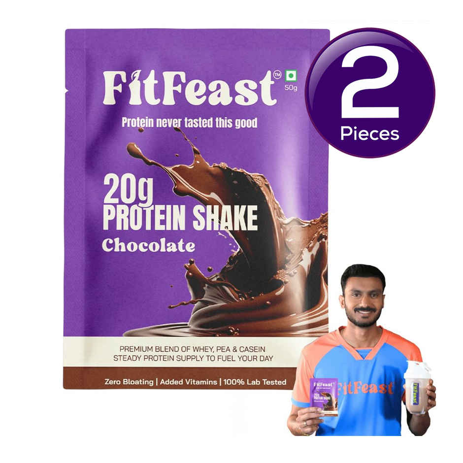 FitFeast Lab-Tested Chocolate Protein Shake Sachet | 20g Protein | Tastiest Protein Shake Combo