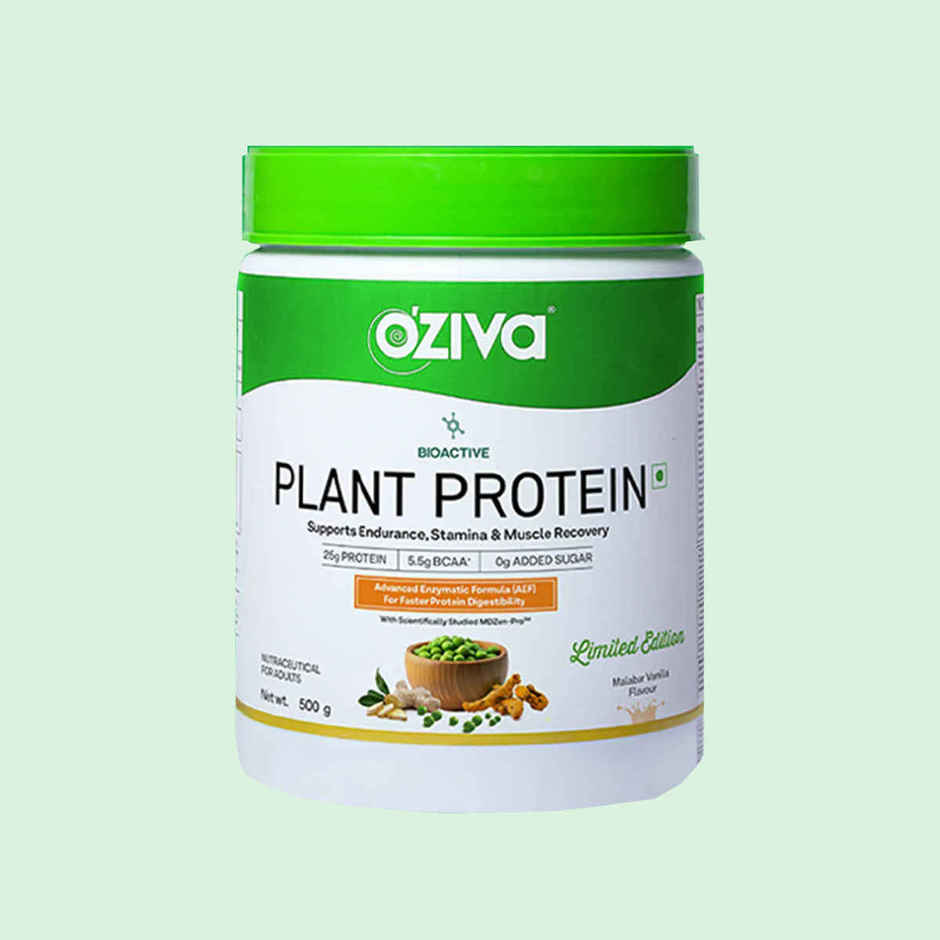 Oziva Bioactive Plant Protein Powder , 25g Protein | 5.5g Bcaa | Sugar Free - Malabar Vanilla