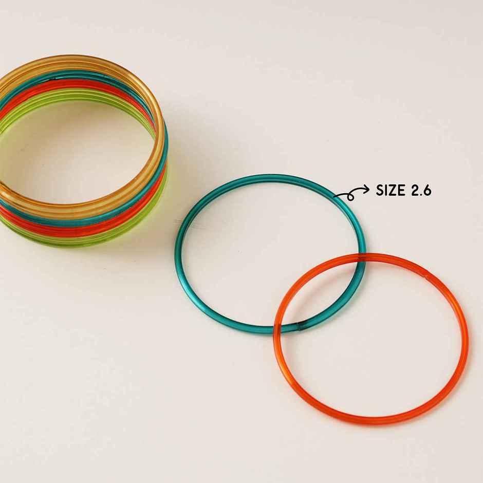 Traditional Glass Bangles | Colorful Traditional Jewellery | Multicolour | Pack Of 12 | Size 2.6 | Oye Happy