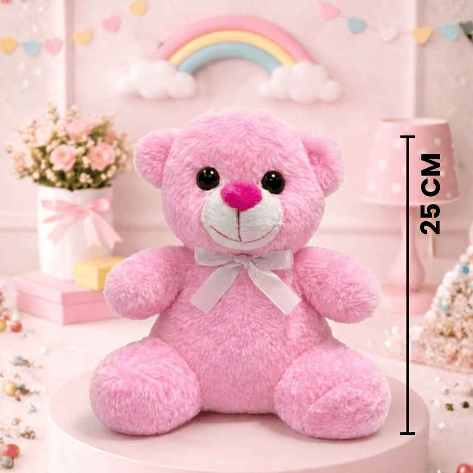 Toytales Teddy Bear Soft Toy | Birthday Gift | Plushie | Cuddle |Pink - 25 cm