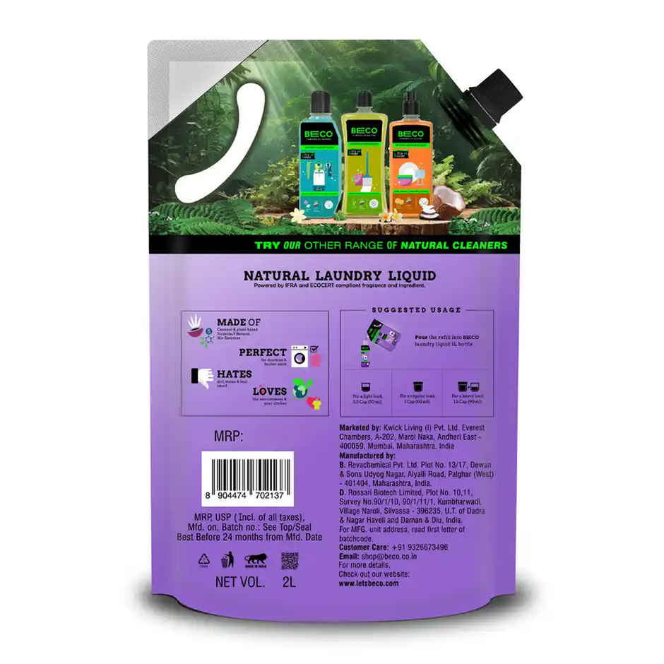 Beco Front Load Laundry Detergent Liquid Refill | Combo