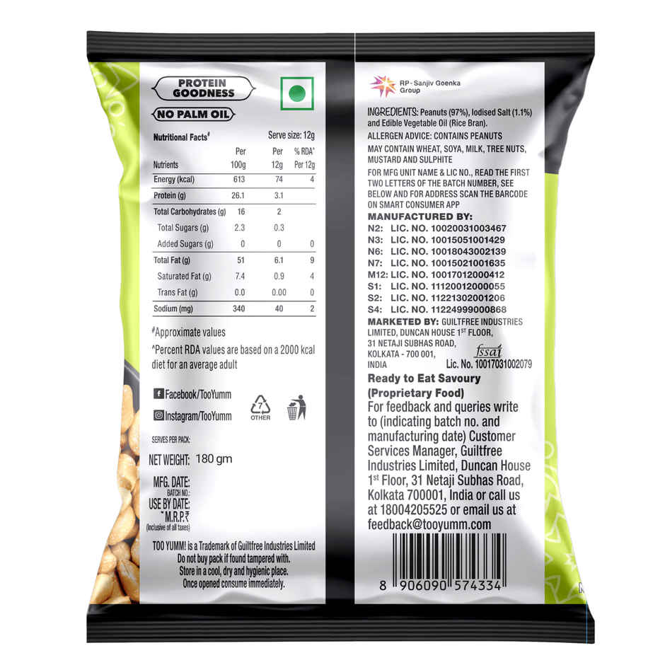 Too Yumm! Salted Peanuts | No Palm Oil | Protein Goodness