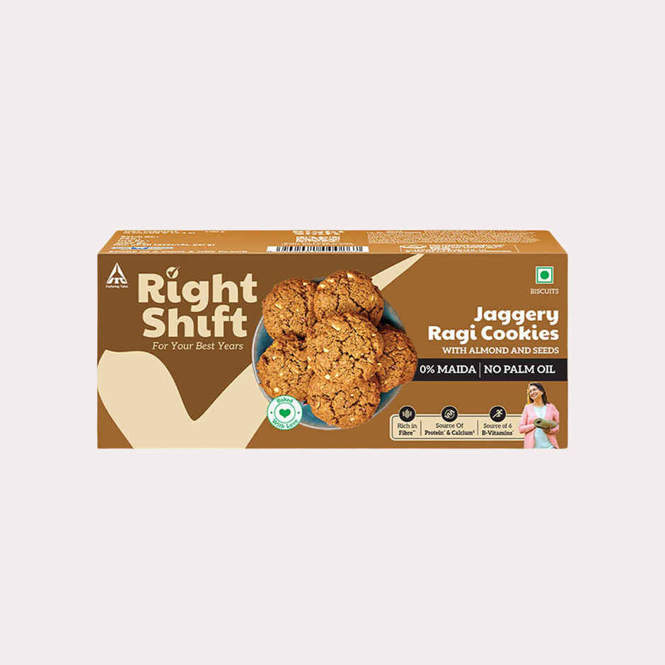 Right Shift Jaggery Ragi Cookies | No Palm Oil, 0% Maida, Digestive Biscuits, Healthy Snack