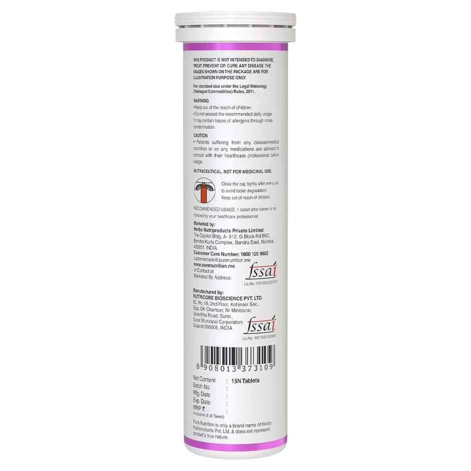 Pure Nutrition Glutathione 500mg Effervescent | Vitamin C & Saffron | 15 Tabs