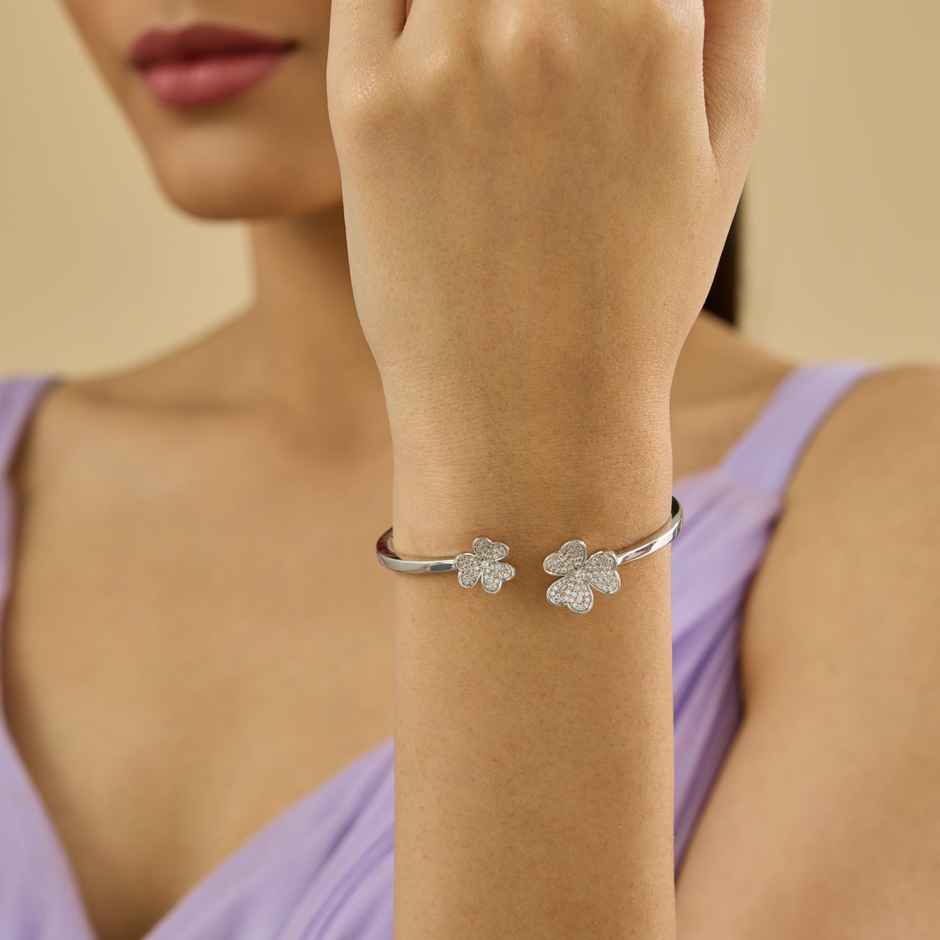 Kushal s Fashion Jewellery White Gold-Plated Party Zircon Kada | 427870